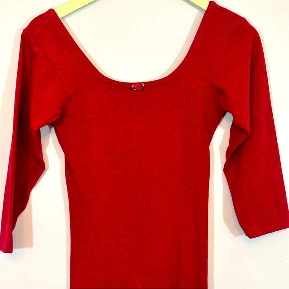 Marie Wright Yoga Unitard Women’s Large Red Open Back Long Sleeve Pilates Gym - Picture 3 of 12